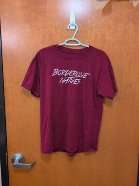 Hanes Shirt Mens M Red White Short Sleeve Tee Graphic Borderline‎ Natives EUC